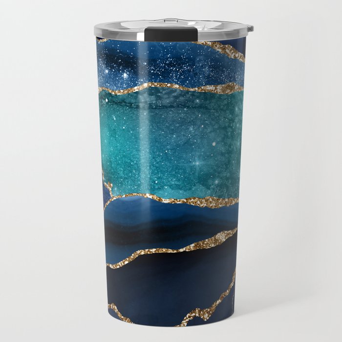 Blue Night Galaxy Marble Travel Mug