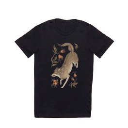 The Wolf and Rose Hips T Shirt | Nature, Botanical, Curated, Fox, Graphite, Wolf, Canis, Autumn, Coyote, Dog 