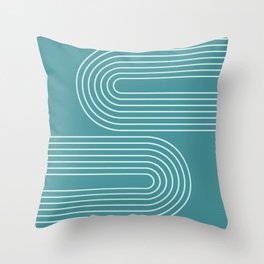Geometric Lines Rainbow 15 in Teal Green Throw Pillow