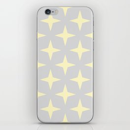 Pastel Yellow Four Pointed Stars on Antique Grey iPhone Skin