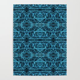 Liquid Light Series 45 ~ Blue Abstract Fractal Pattern Poster