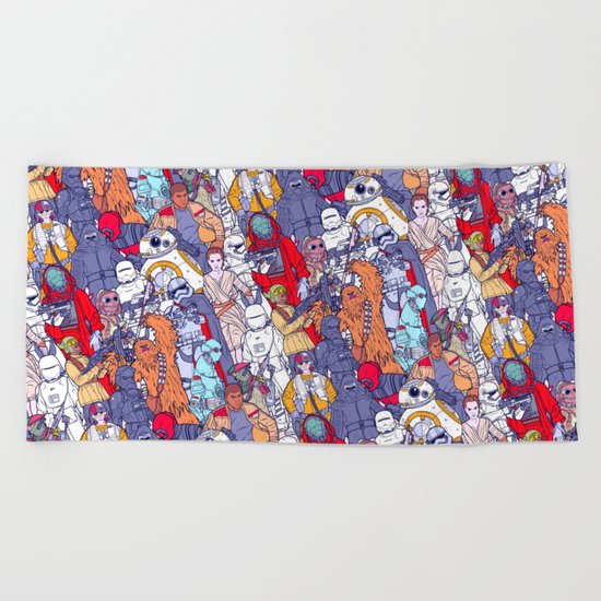 Space Toons in Color Beach Towel