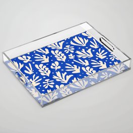 matisse pattern with leaves in blu Acrylic Tray
