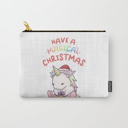 Have a Magical Christmas Unicorn in Santa Hat Carry-All Pouch