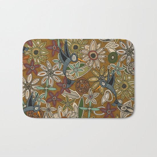 nectar bird garden gold Bath Mat