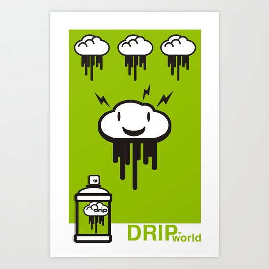 Drip World Green Art Print