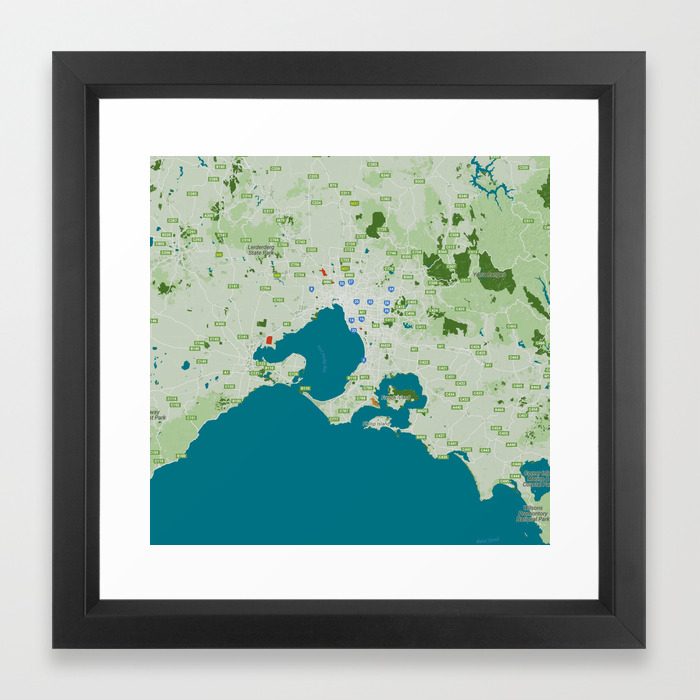 Minimalist Modern Map Of Melbourne Australia 6 Framed Art Print By Asarstudios Society6