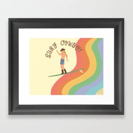 Rainbow Surf Cowboy Framed Art Print