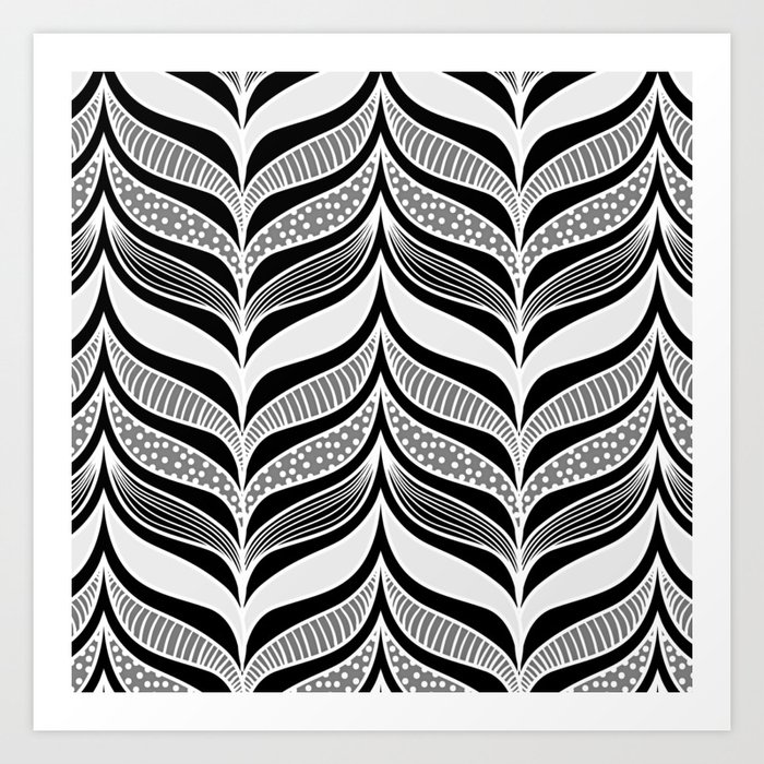 Abstract Whale Fins Modern Waves Black White Art Print By Anutu Society6