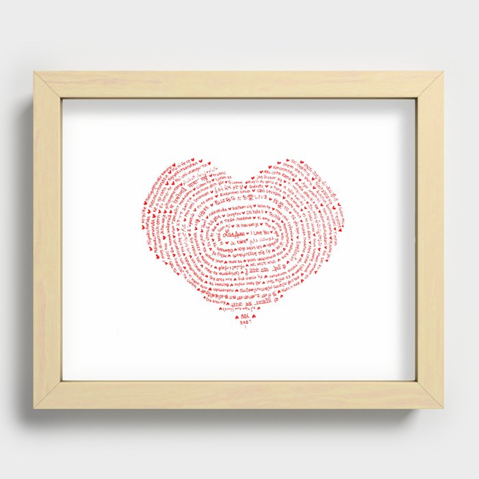 Lisa Alavi | I Love You (Languages of Love Heart) Recessed Framed Print