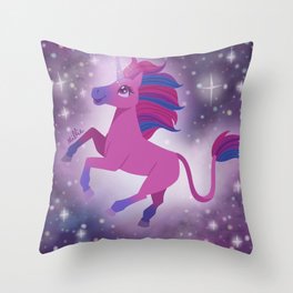Unicorn in Space Throw Pillow
