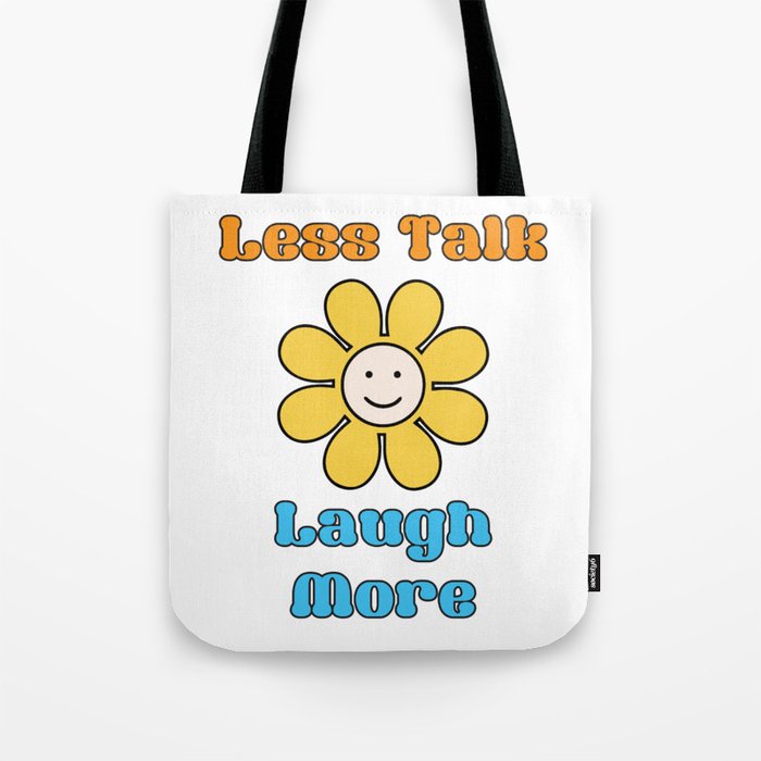 Less talk and Laugh More Cute Typograhy - Red And Navy Tote Bag