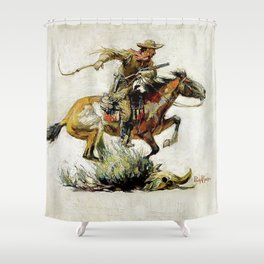 “Winchester Horse and Rider” by Philip R Goodwin Shower Curtain
