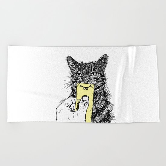 Cat Emoji - P0st it with a smile Beach Towel