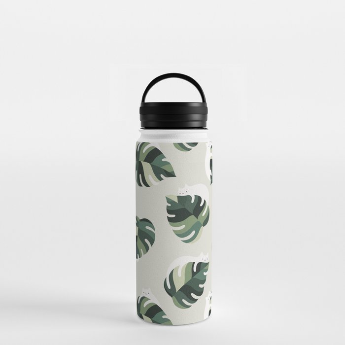 Cat and Plant Pattern 3 Water Bottle
