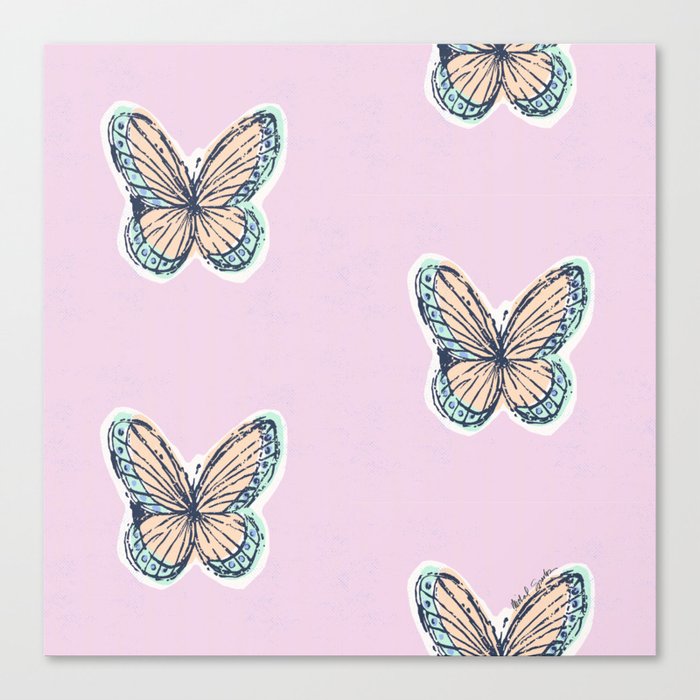 Butterflies on Pink Canvas Print