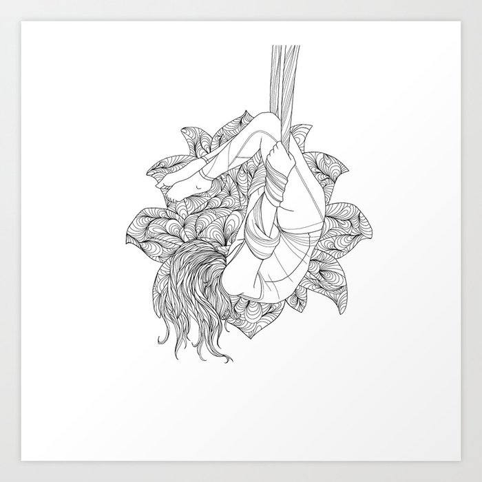 aerial yoga abstract lotus