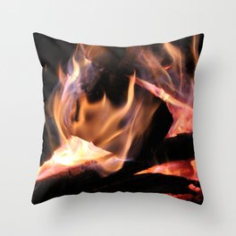 Camp Fire in the Winter Throw Pillow