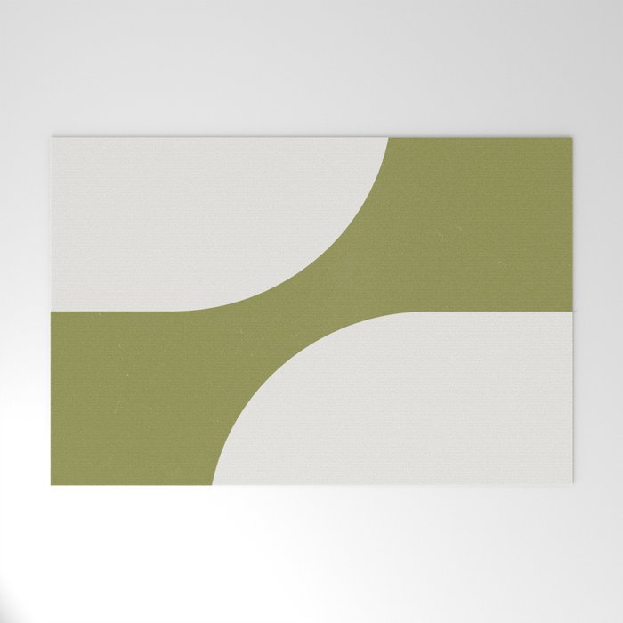 Modern 70s Arch Figures Abstract on Green Welcome Mat