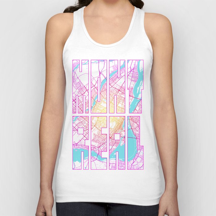 Montreal City Map of Canada - Neon Tank Top