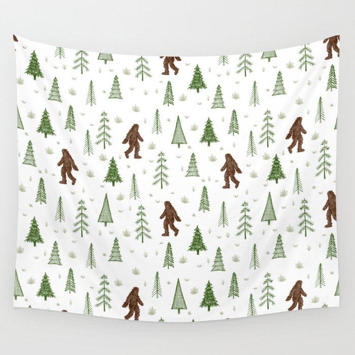trees + yeti pattern in color Wall Tapestry