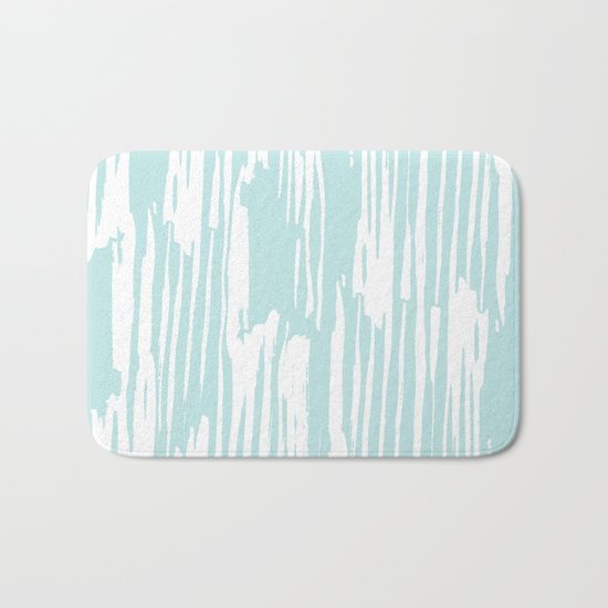 Bamboo Stripe Succulent Blue and White Bath Mat