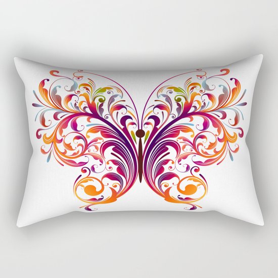 Multicolor Butterfly Rectangular Pillow