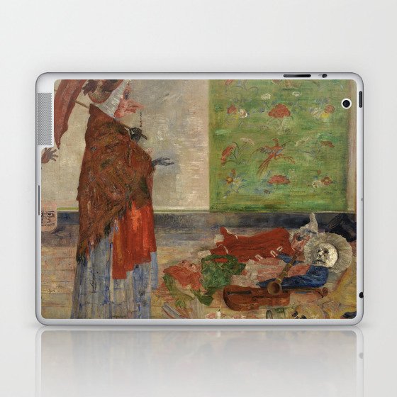 Astonishment of the Wouze Mask grotesque art portrait of death by James Ensor Laptop & iPad Skin