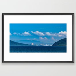fukuoka city and the bay panorama view from itoshima peninsula in japan Framed Art Print
