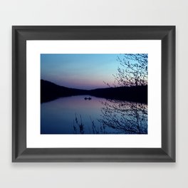 Canoeing at sunset Framed Art Print