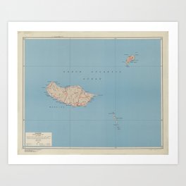Vintage Madeira Island Map (1943) Art Print