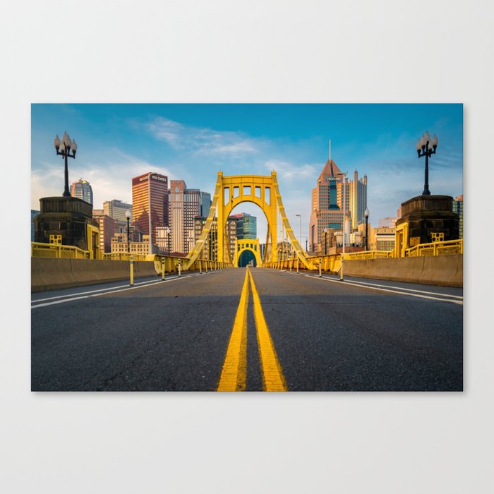 Pittsburgh Steel City Skyline Bridge Pennsylvania Photography Print Canvas Print