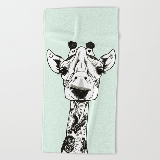 Giraffe Tattooed Beach Towel