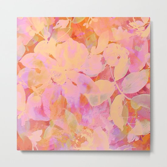 orange and peach floral Metal Print