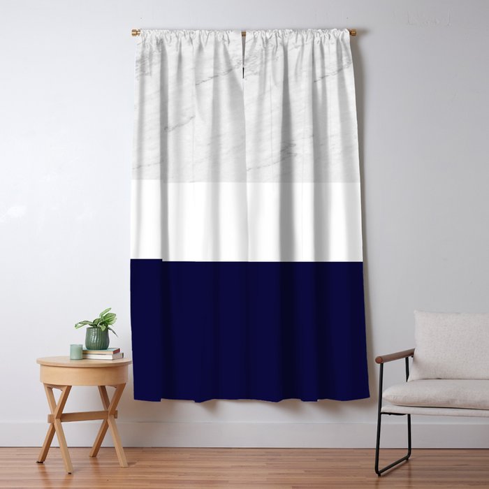 Marble Royal Blue White Color Block Modern Geometry Blackout Curtain By Byjwp Society6