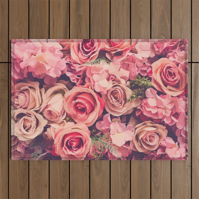 Vintage Flowers Outdoor Rug