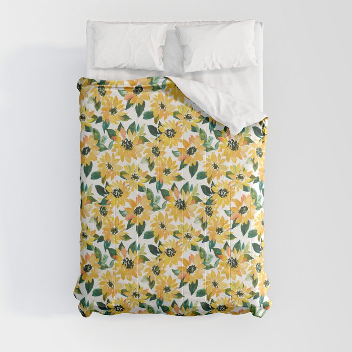 SUNFLOWER POWER Yellow Floral Comforter