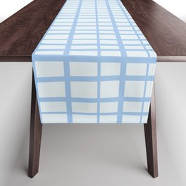 Irregular Grid Pattern in Light Powder Blue Table Runner