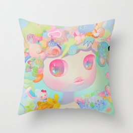 'Sunshine' cute colorful rainbow pastel art Throw Pillow