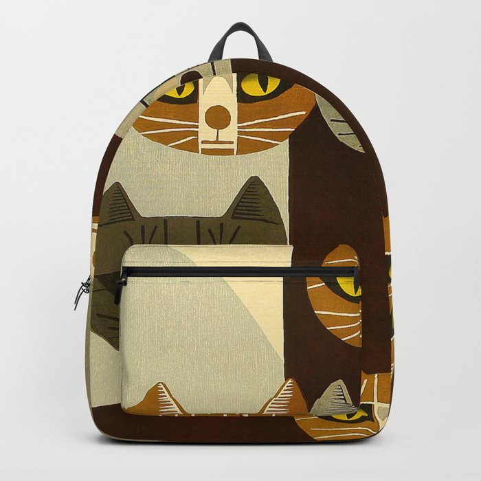 Cat Pattern Japanese Cat Cubism Woodblock Print Cherry