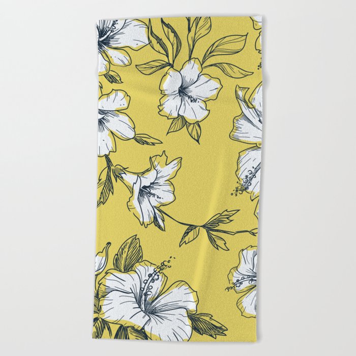 Eclectic Bouquet - Yellow Contemporary Drawing Beach Towel