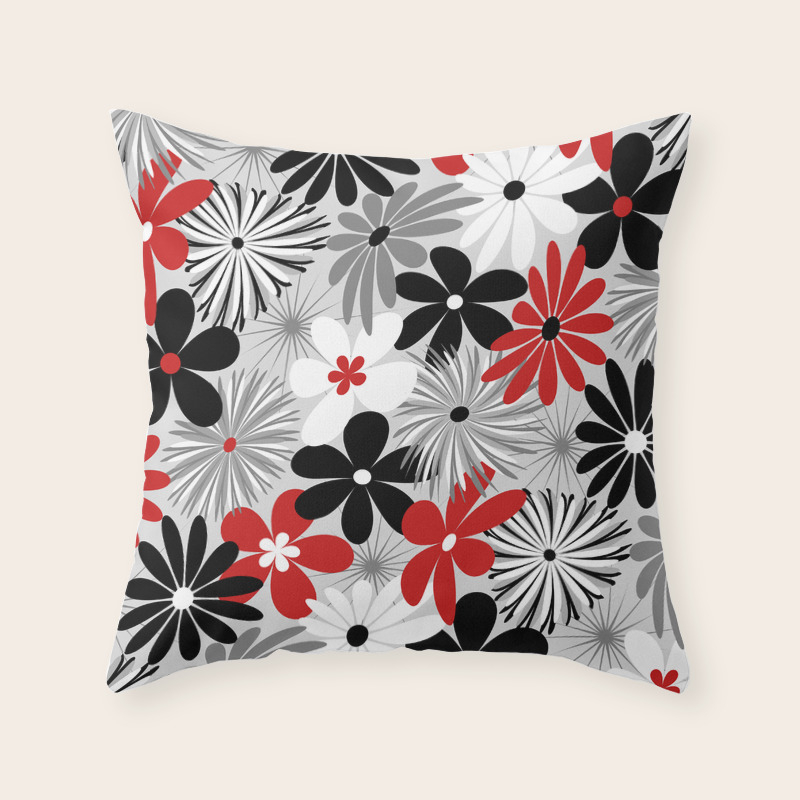 red floral throw pillows