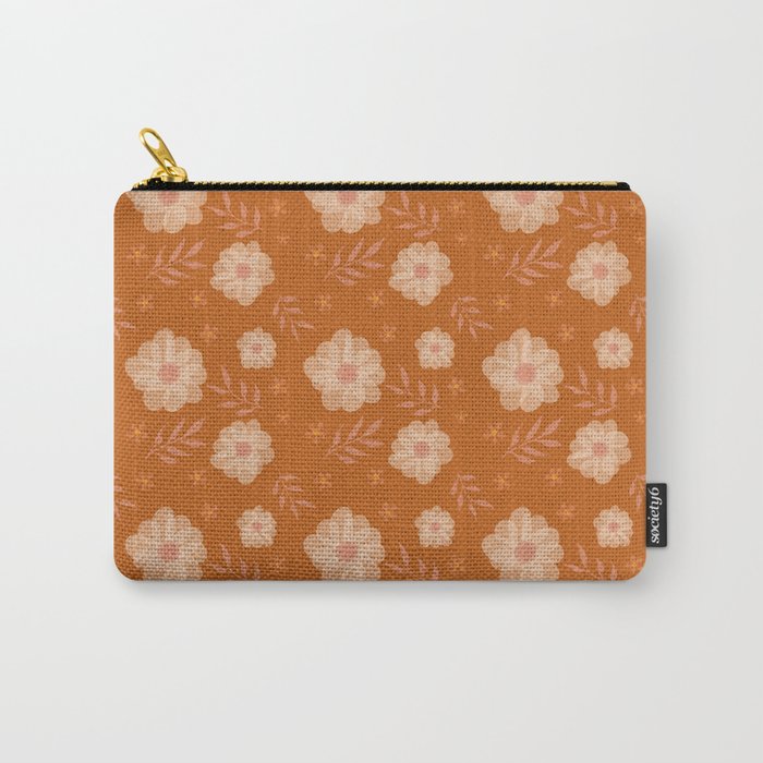 Ochre Floral Pattern - Watercolour Carry-All Pouch