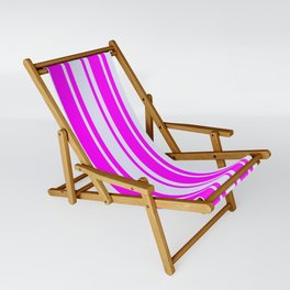 [ Thumbnail: Fuchsia & Lavender Colored Pattern of Stripes Sling Chair ]