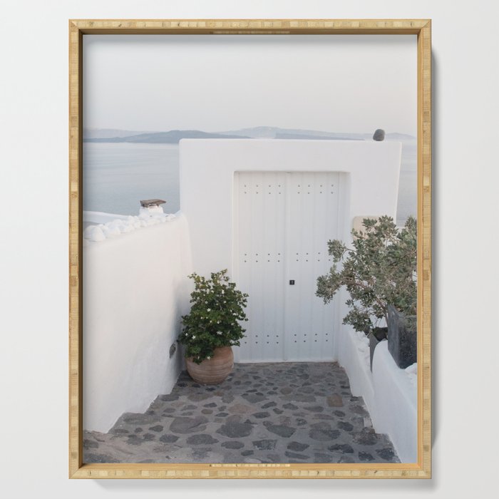 Santorini Oia Bliss #5 #wall #decor #art #society6 Serving Tray