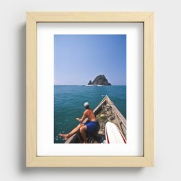 Myanmar, Surfer on Boat off Cheduba Island Recessed Framed Print