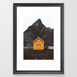 Yellow Cabin Framed Art Print | Travel, Yellow, Norway, Digital, Cottage, Landscape, Tones, Earth, Architecture, Photo 