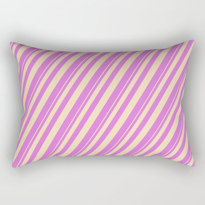 Tan & Orchid Colored Lined Pattern Rectangular Pillow
