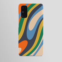 Wavy Loops Retro Colorful Abstract Pattern Blue Orange Mustard Green Beige Android Case