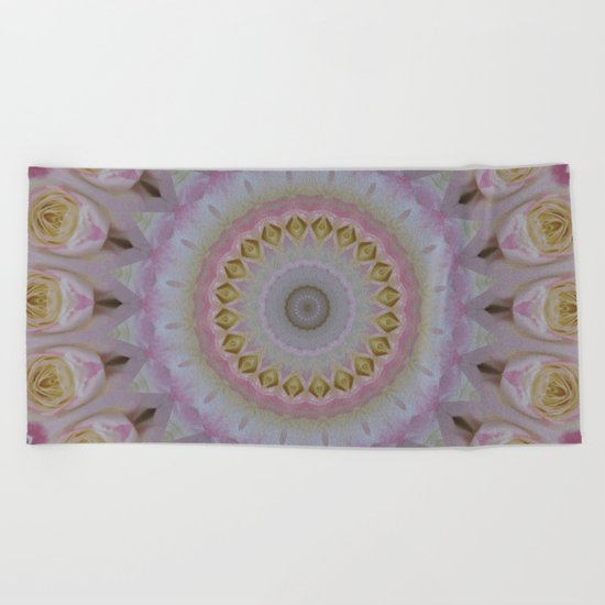 Mandala Of Yellow Roses Beach Towel